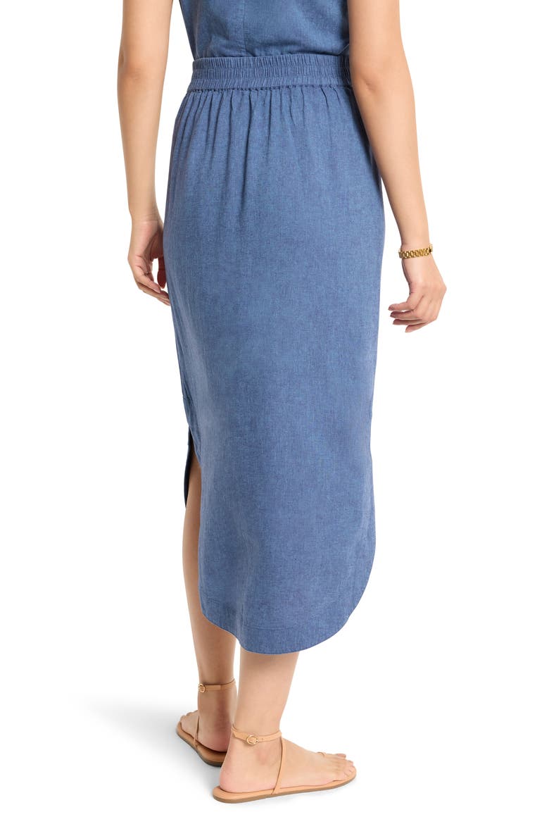 Rumba Linen Blend Curved Hem Skirt, Alternate, color, BLUE MIX
