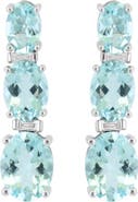EFFY 14K White Gold Triple Aquamarine & Diamond Drop Earrings