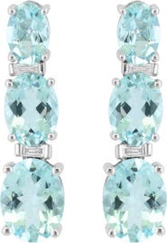 EFFY 14K White Gold Triple Aquamarine & Diamond Drop Earrings
