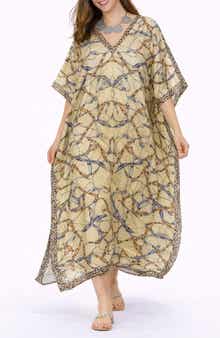 RANEES Print V-Neck Maxi Caftan