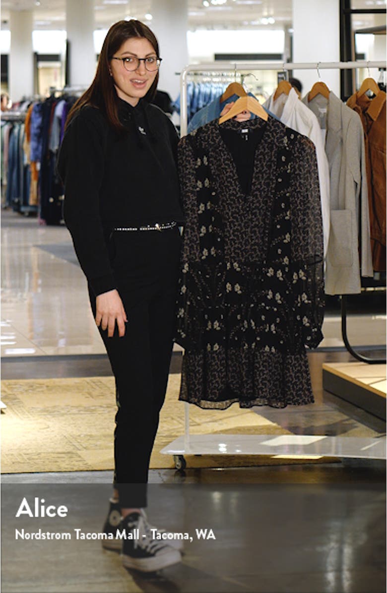 Osteria Mixed Floral Long Sleeve Silk Chiffon Dress, sales video thumbnail