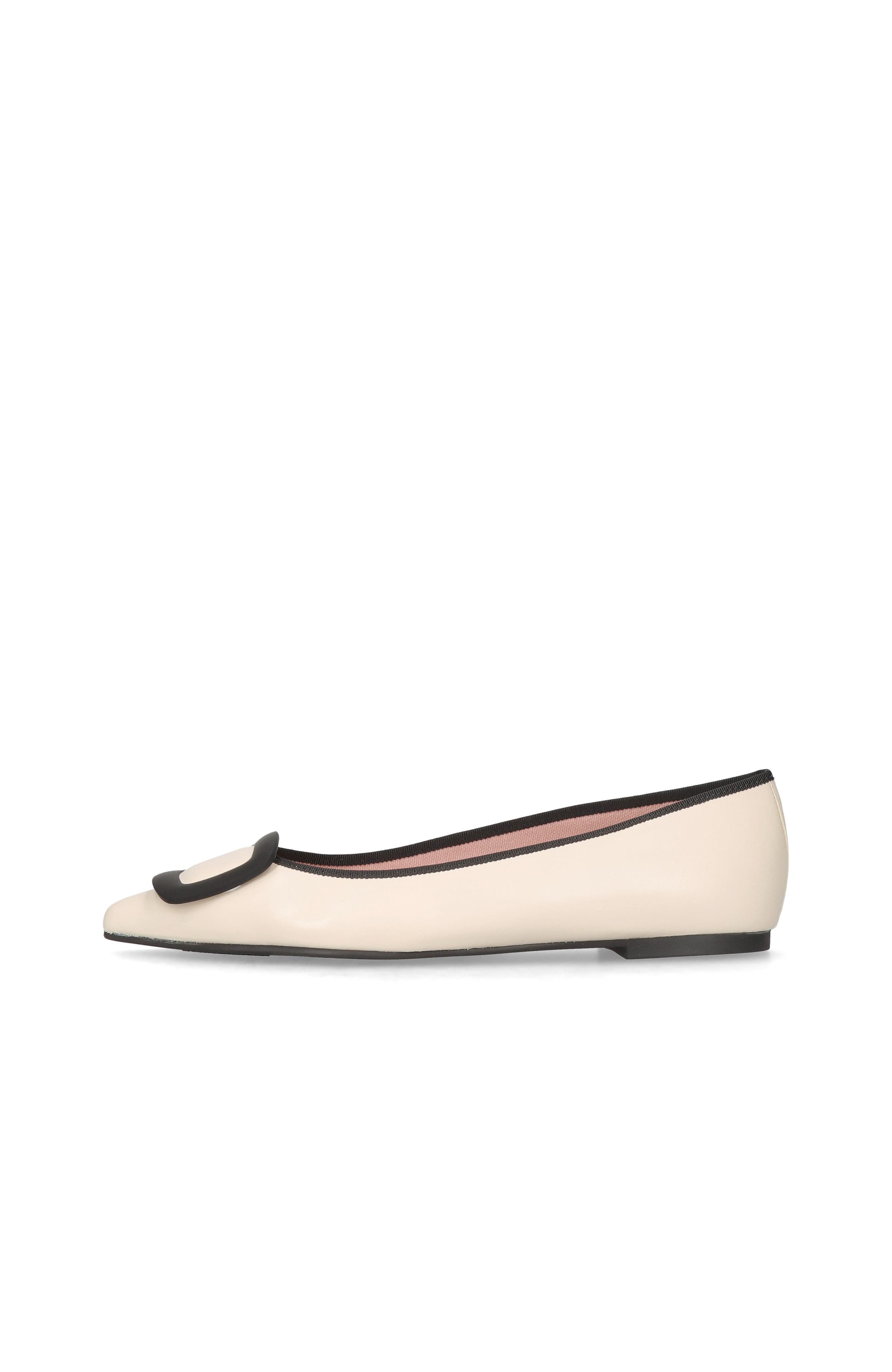 Pretty Ballerinas Pointed Toe Buckle Flat, Alternate, color, Ivory