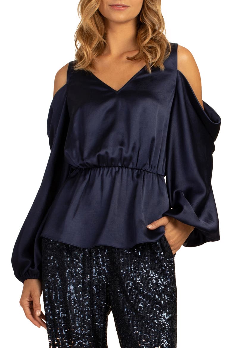 Milky Way Cold Shoulder Top, Main, color, NIGHT SKY