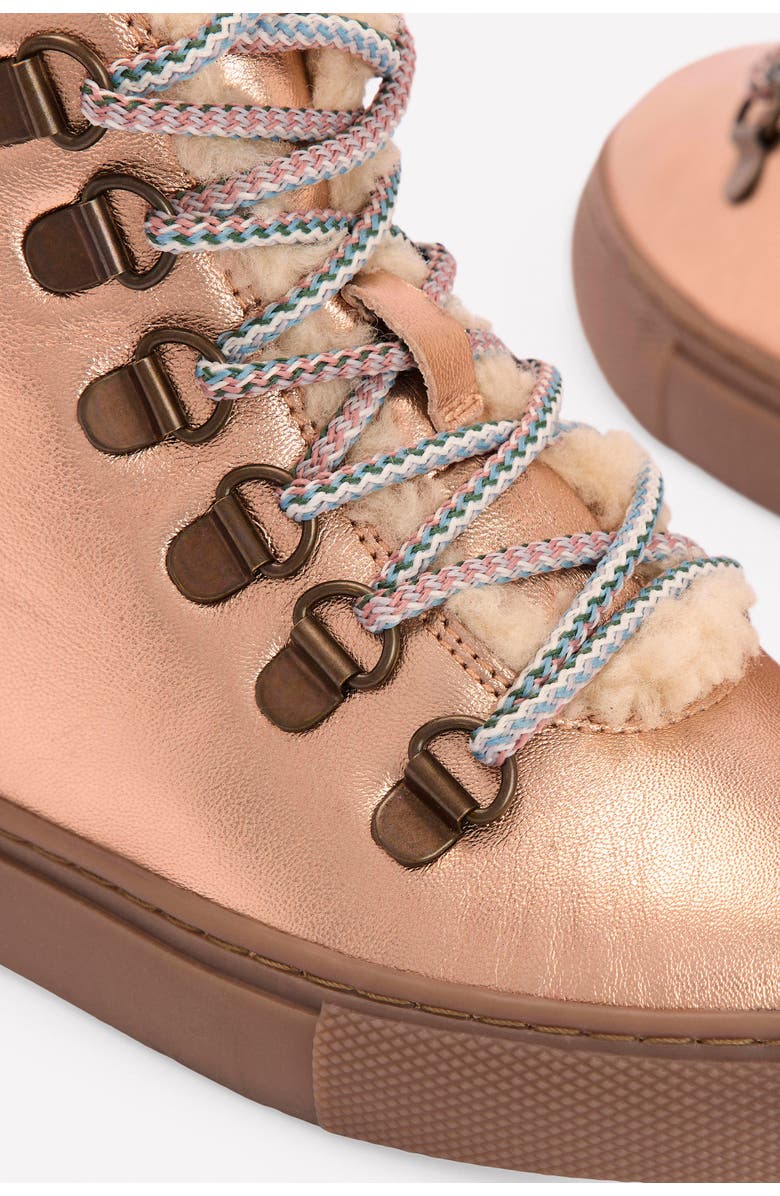 Boden Kids' Borg Faux Fur Lined Lace-Up Boot, Alternate, color, Bronze