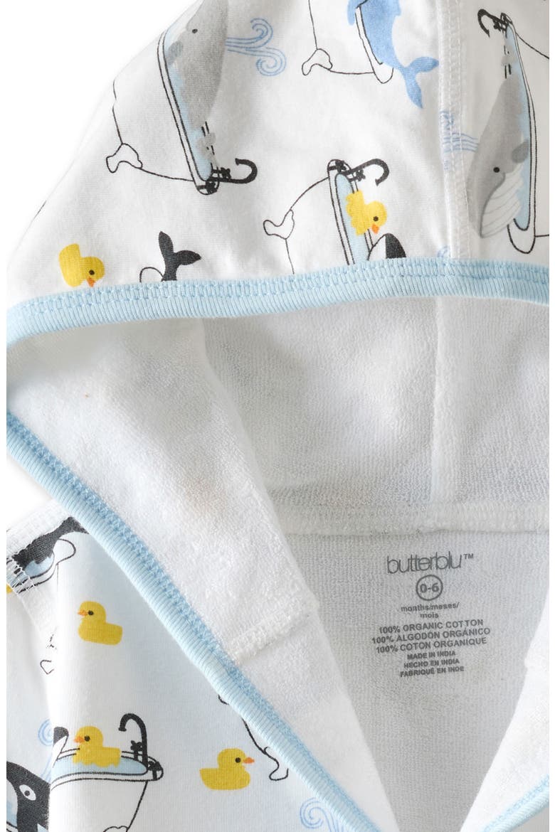 Kids' Robin Organic Cotton Hooded Robe, Alternate, color, OH WHALE