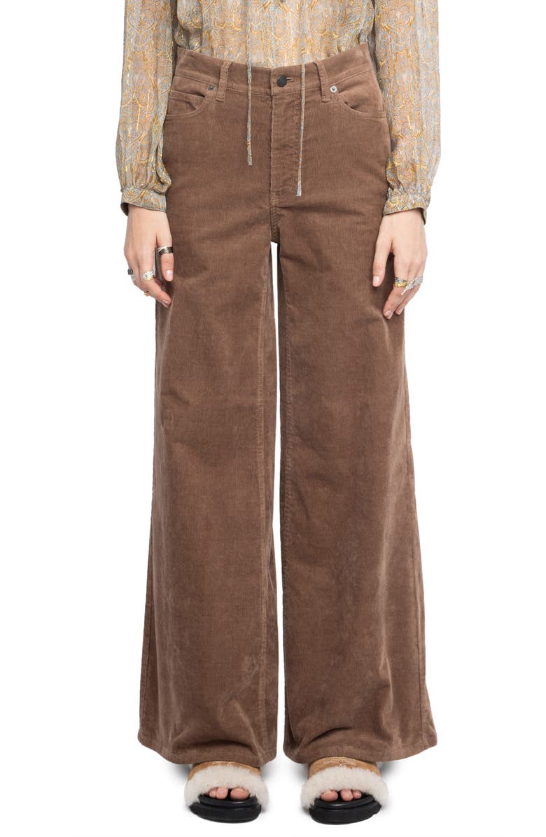 Zadig & Voltaire Eli Corduroy Wide Leg Pants, Main, color, Wood