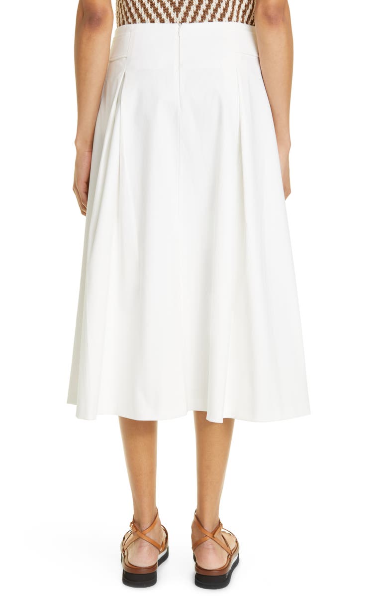 Max Mara Toledo Stretch Cotton A-Line Skirt, Alternate, color, White