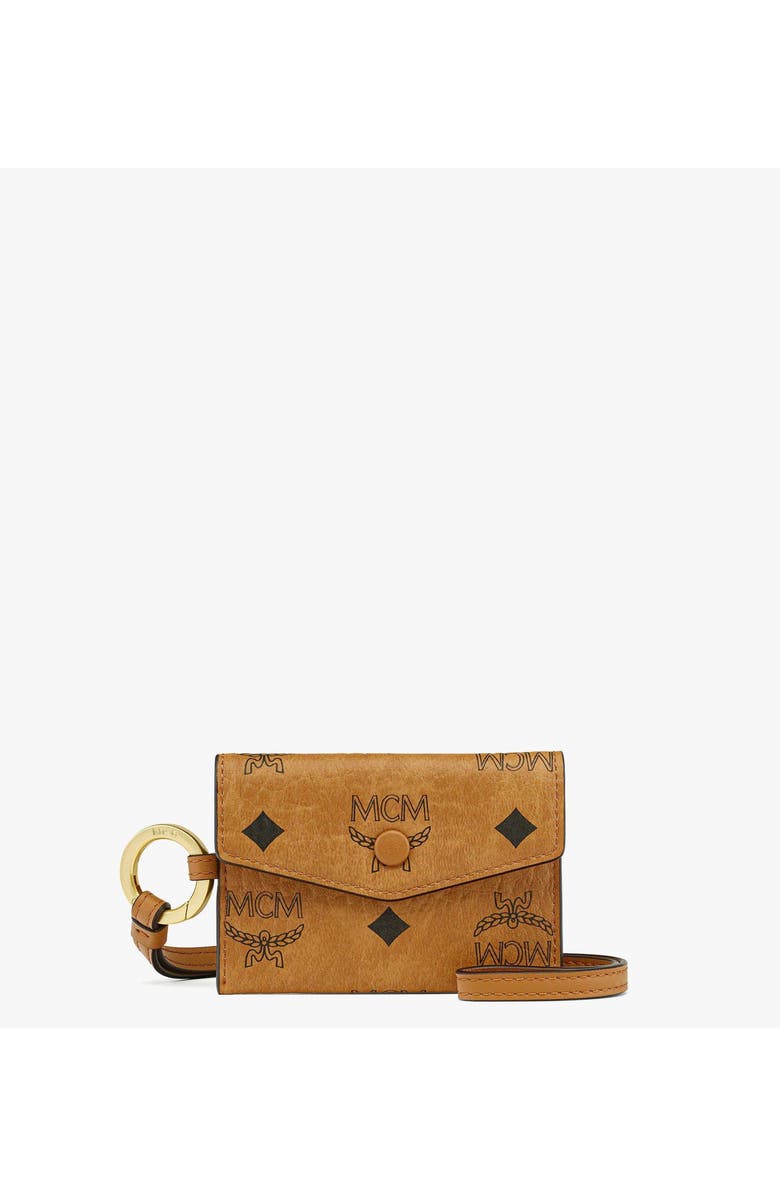 MCM Aren Lanyard ID Wallet in Visetos, Main, color, Brown