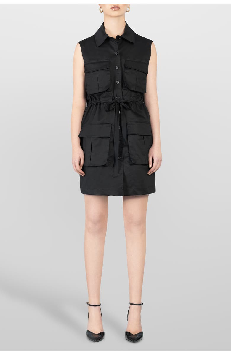 LAURA APARICIO Sahariana Cotton Dress, Main, color, Black
