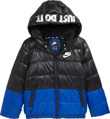 Kids' Color Block Down Hooded Puffer Coat