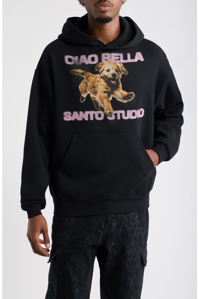 Bella Graphic Hoodie, Main, color, BLACK