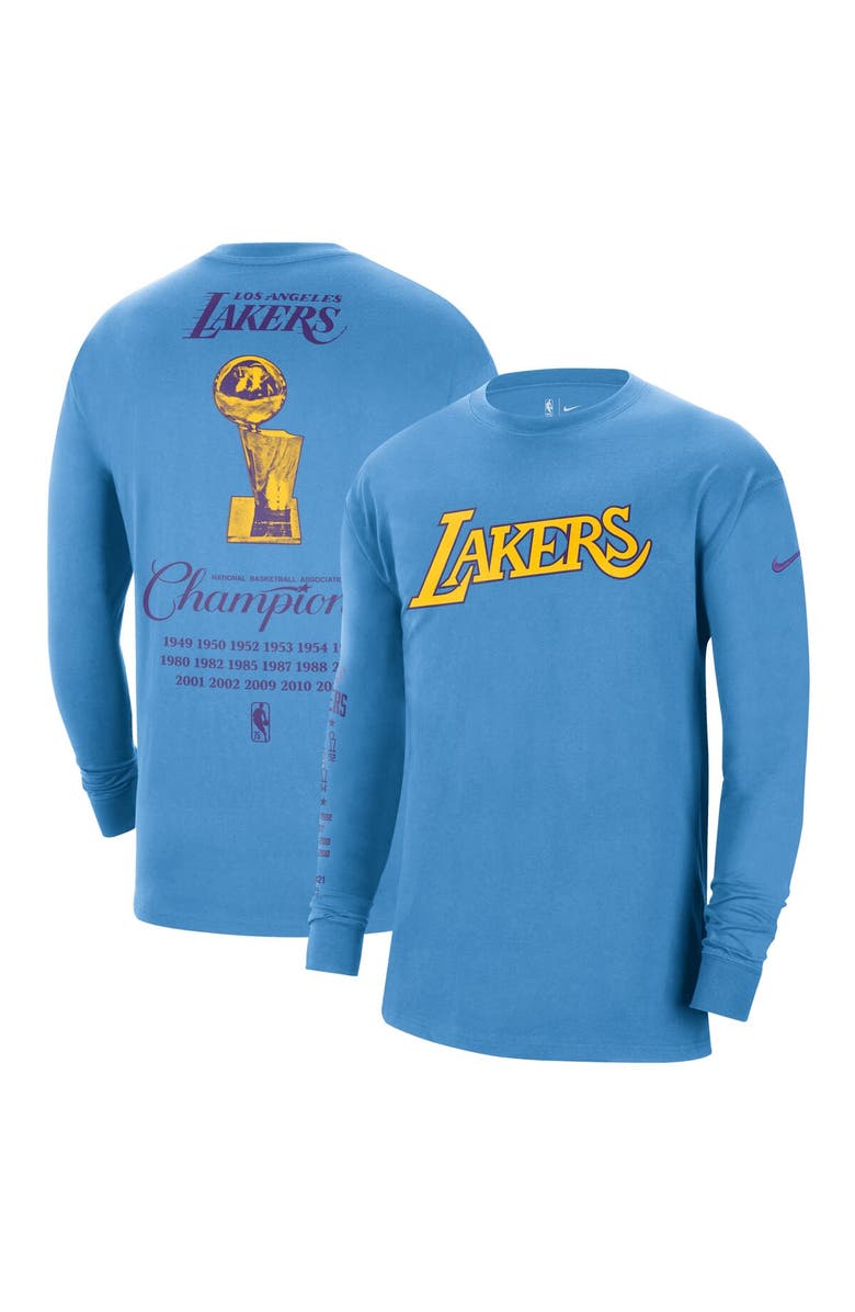 Nike Men's Nike Powder Blue Los Angeles Lakers 2021/22 City Edition Courtside Heavyweight Moments Long Sleeve T-Shirt, Main, color, 
