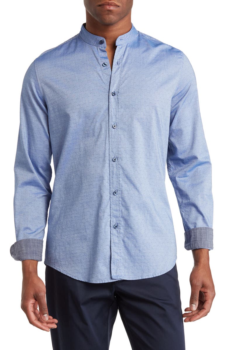 BOSS Hugo Boss Race Mandarin Collar Arrow Print Dress Shirt, Main, color, 