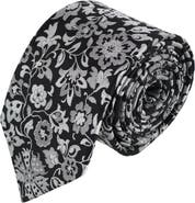 Trafalgar Arian Silver Floral and Vine Business Necktie
