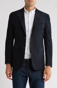 Lucky Brand Solid Peak Lapel Cotton Blend Sport Coat