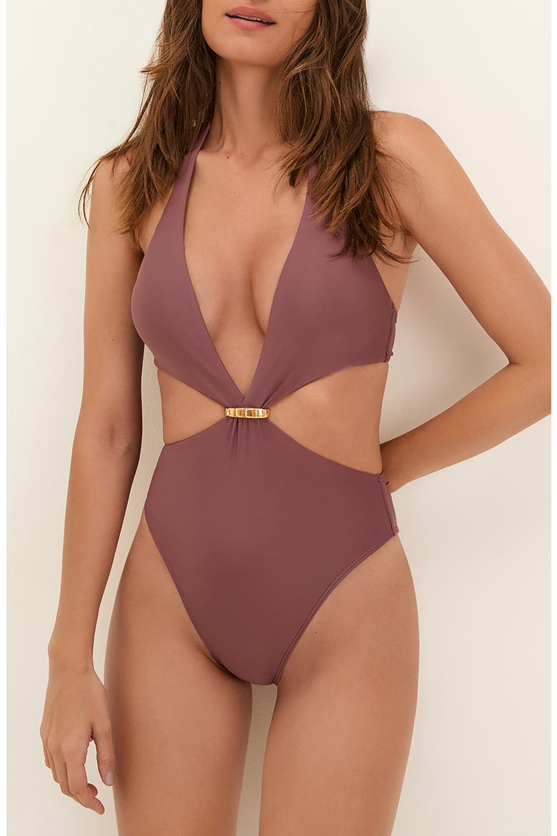 Bessie Cutout One-Piece Swimsuit, Main, color, PURPLE