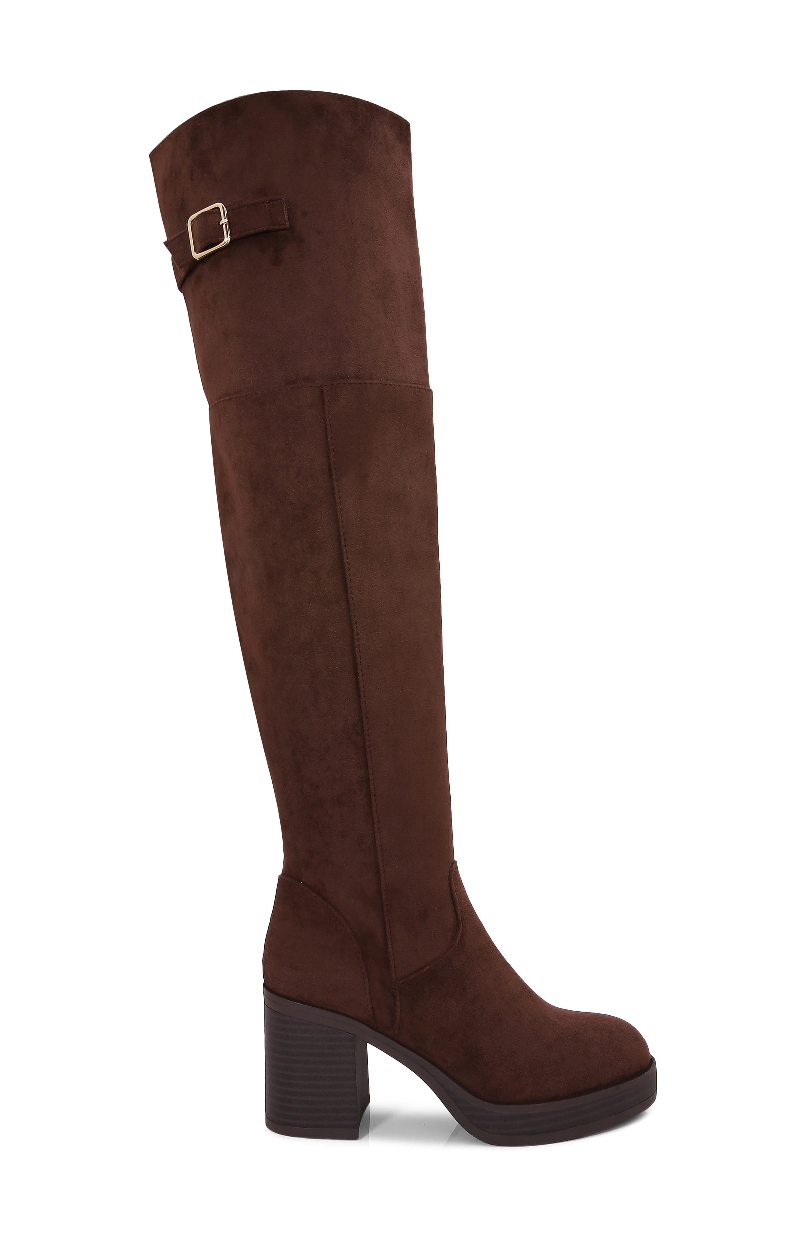 Banks Over the Knee Faux Leather Boot, Alternate, color, BROWN