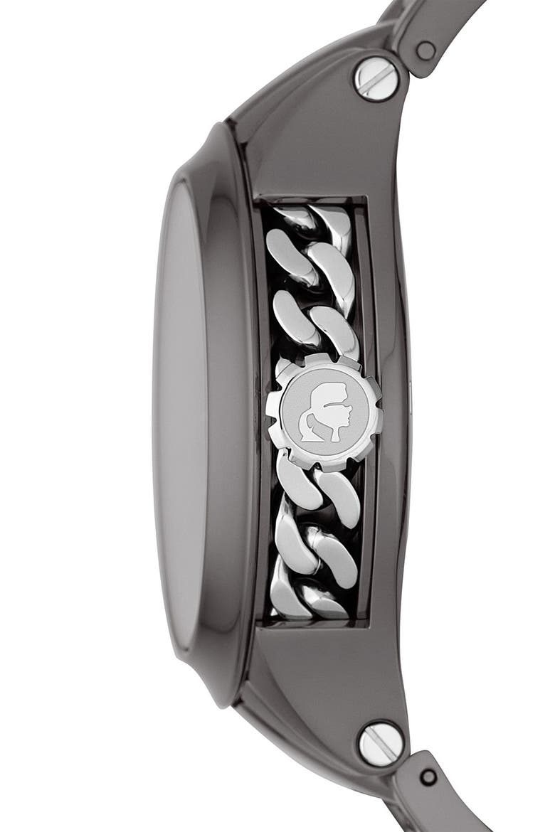 KARL LAGERFELD Chain Detail Bracelet Watch, 40mm, Alternate, color, GUNMETAL