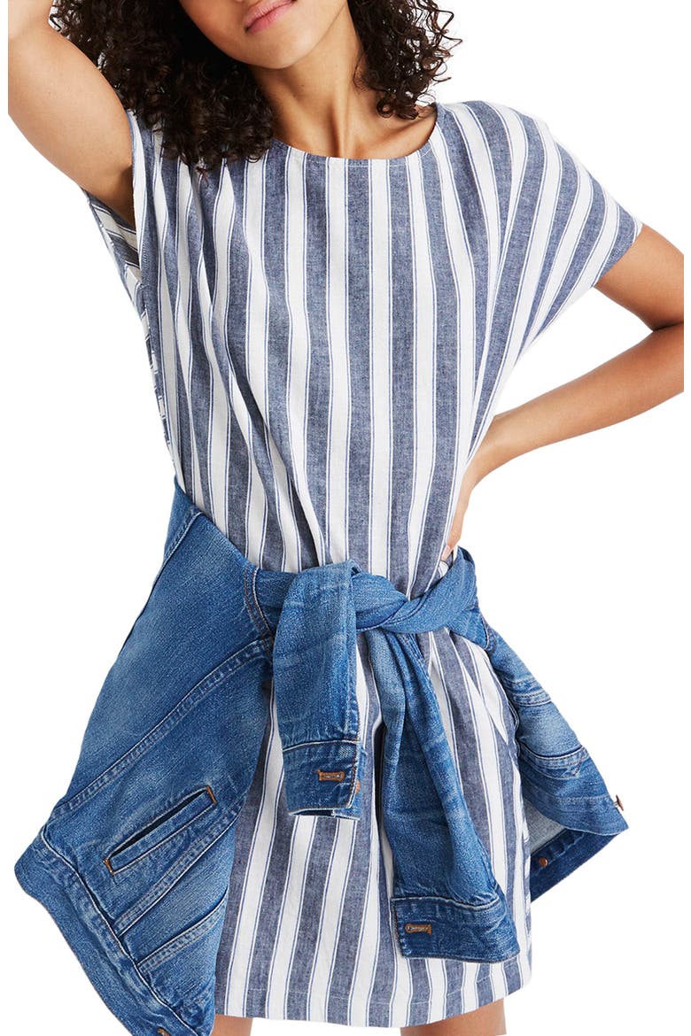 Stripe Play Button Back Dress, Main, color, TRANSATLANTIC BLUE