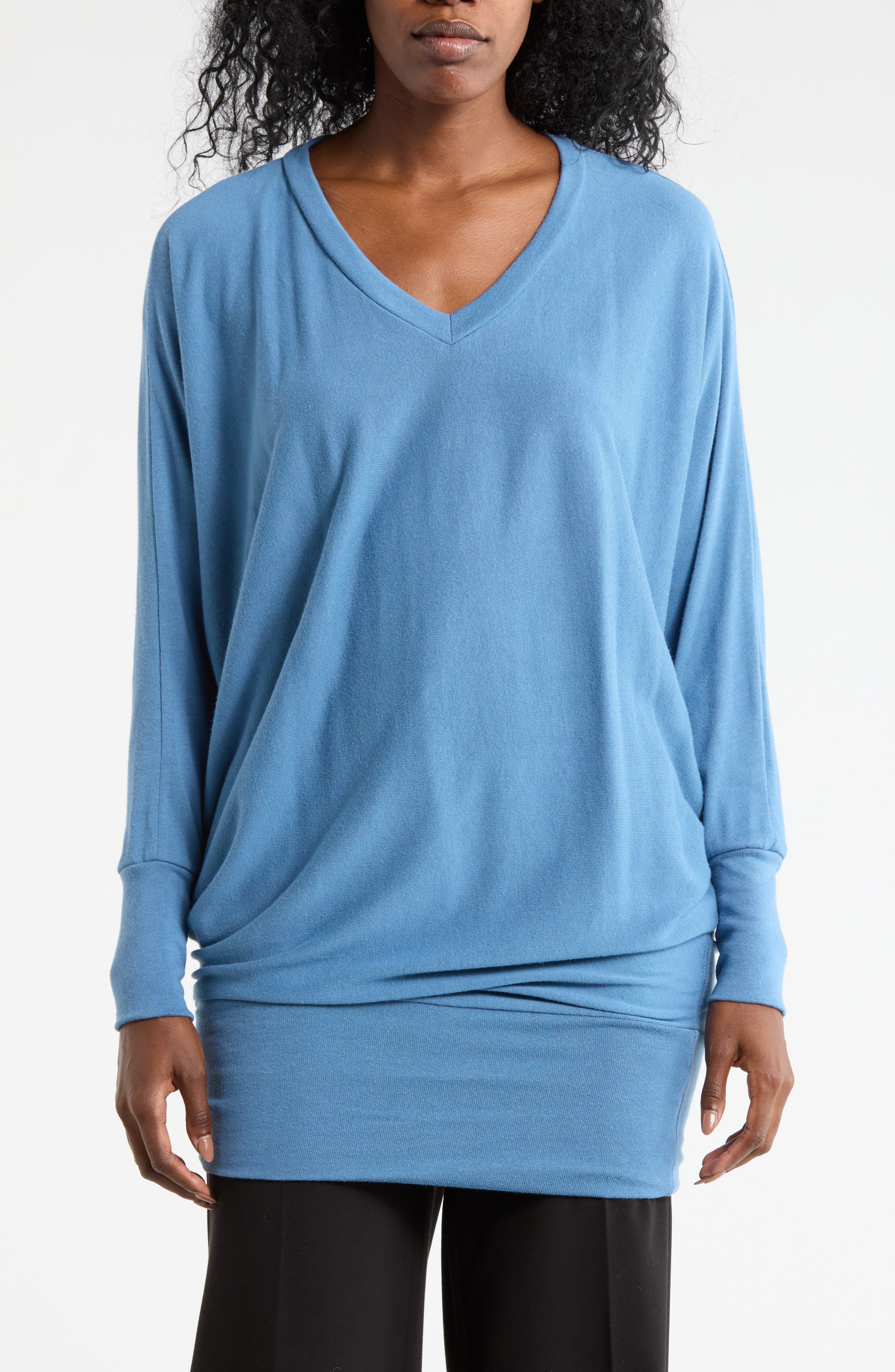 GO COUTURE V-Neck Dolman Tunic Sweater