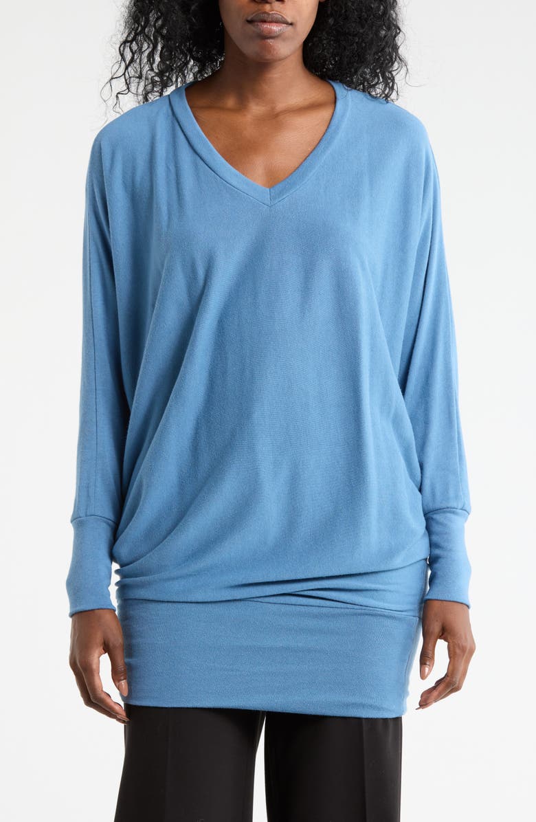 GO COUTURE V-Neck Dolman Tunic Sweater, Main, color, Lyons Blue