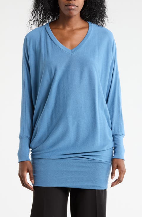 V-Neck Dolman Tunic Sweater