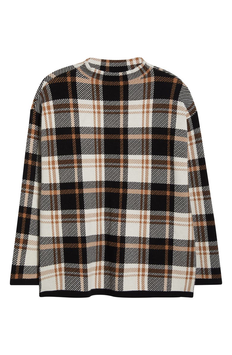 Jones New York Birdseye Plaid Mock Neck Knit Top, Alternate, color, Caramel/ Jones Black