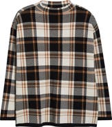 Jones New York Birdseye Plaid Mock Neck Knit Top