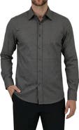Report Collection Regular Fit Geometric Print 4-Way-Stretch Button-Up Shirt