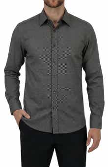 Report Collection Regular Fit Geometric Print 4-Way-Stretch Button-Up Shirt