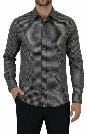 Report Collection Regular Fit Geometric Print 4-Way-Stretch Button-Up Shirt