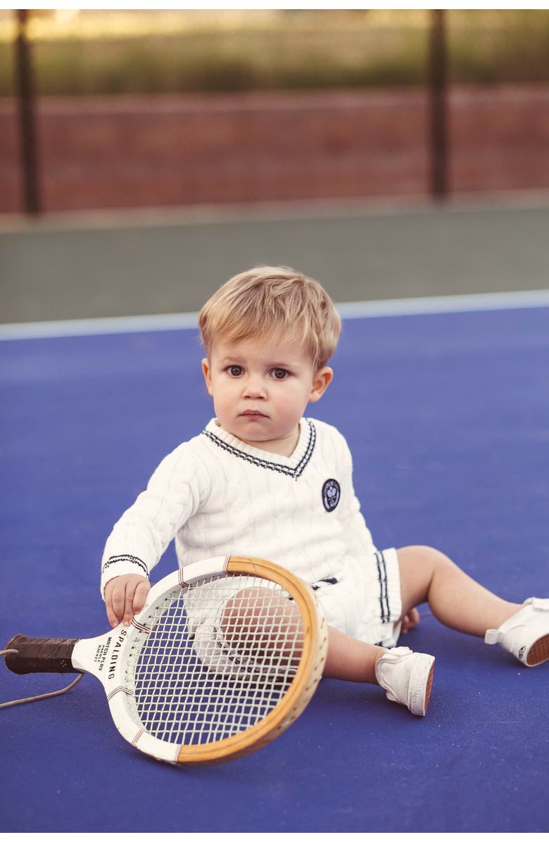 Charlie Lou Baby<sup>®</sup> Varsity Sweater Romper, Alternate, color, 