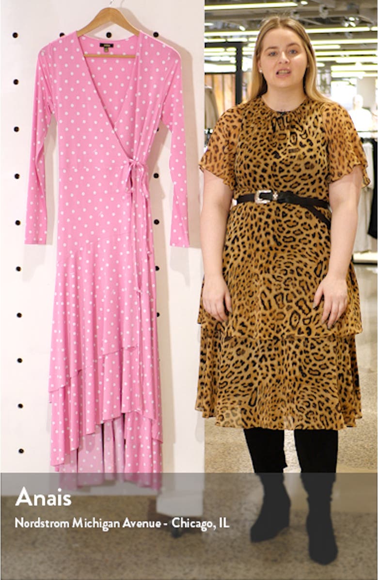 Elodie Ruffle Hem Long Sleeve Wrap High/Low Dress, sales video thumbnail