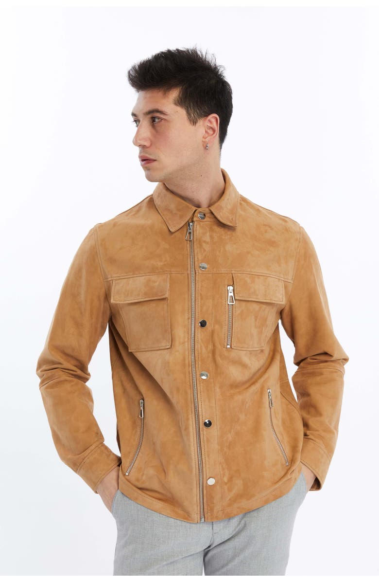 Furniq UK Oscar Suede Jacket, Alternate, color, Pastel Brown