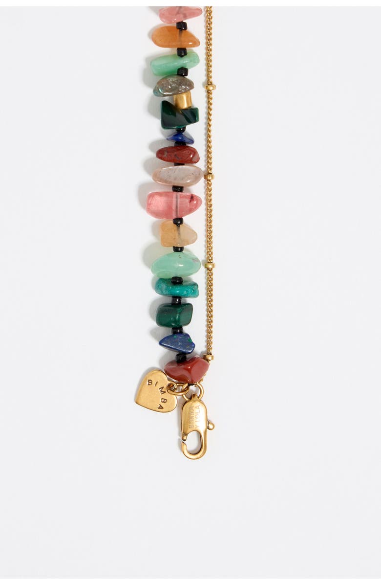 Bimba y Lola Double-Layer Chain Multicolor Stones Bracelet, Alternate, color, 