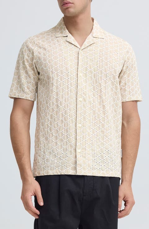 Samwell Embroidered Eyelet Camp Shirt