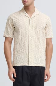 CASUAL FRIDAY Samwell Embroidered Eyelet Camp Shirt