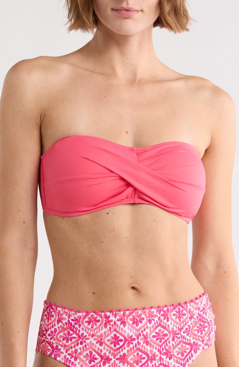 Tommy Bahama Pearl Twist Bandeau Bikini Top, Main, color, Coral Coast