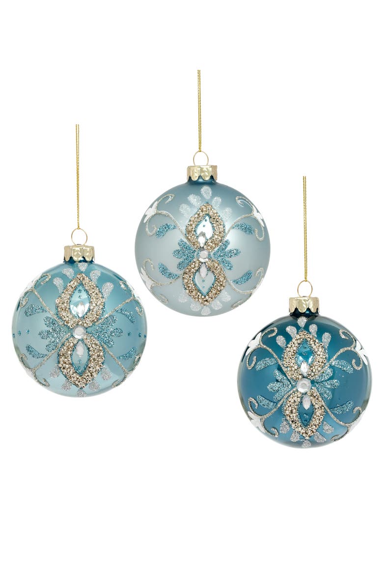 Mark Roberts Glitter Floral Ornament, Set of 12, Main, color,