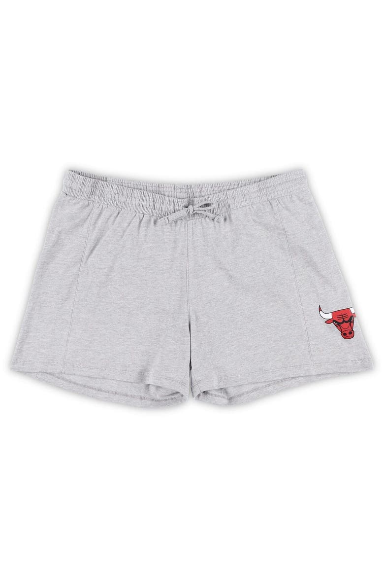 Women's Fanatics Branded Red/Heather Gray Chicago Bulls Plus Size T-Shirt & Shorts Combo Set, Alternate, color, Red