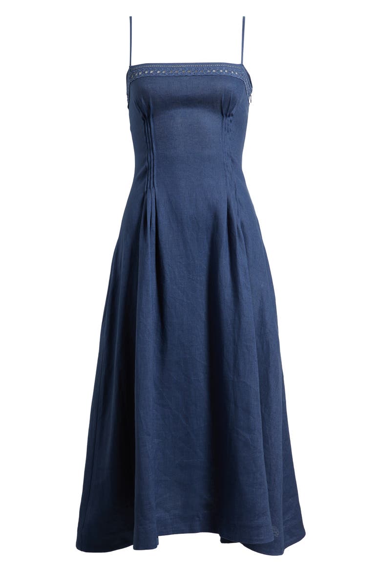 Pomona Sleeveless Linen Midi Dress, Alternate, color, MUTED NAVY