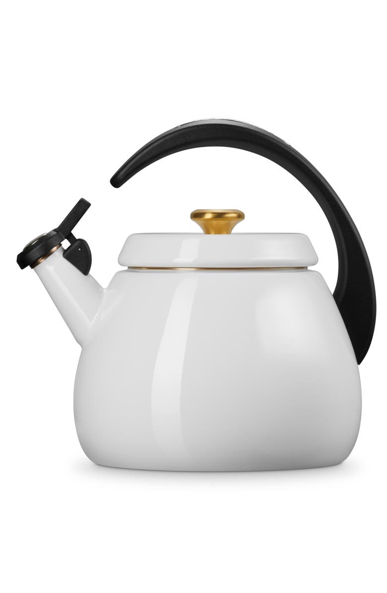 Le Creuset 2.2-Quart Enameled Stainless Steel Whistling Cloche Kettle, Alternate, color, White