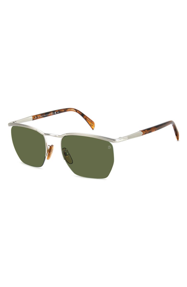 David Beckham Eyewear 55mm Square Sunglasses, Alternate, color, Palladium Brown/ Green