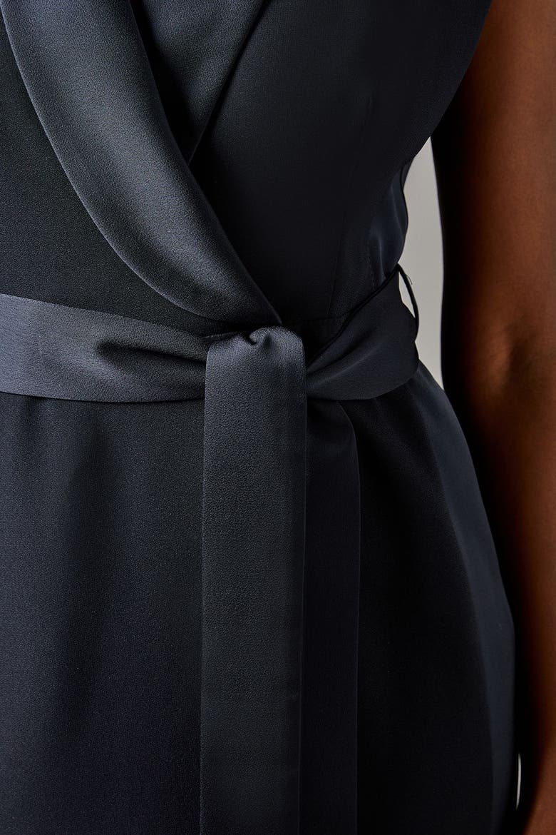 Tux Satin Midi Dress, Alternate, color, Navy