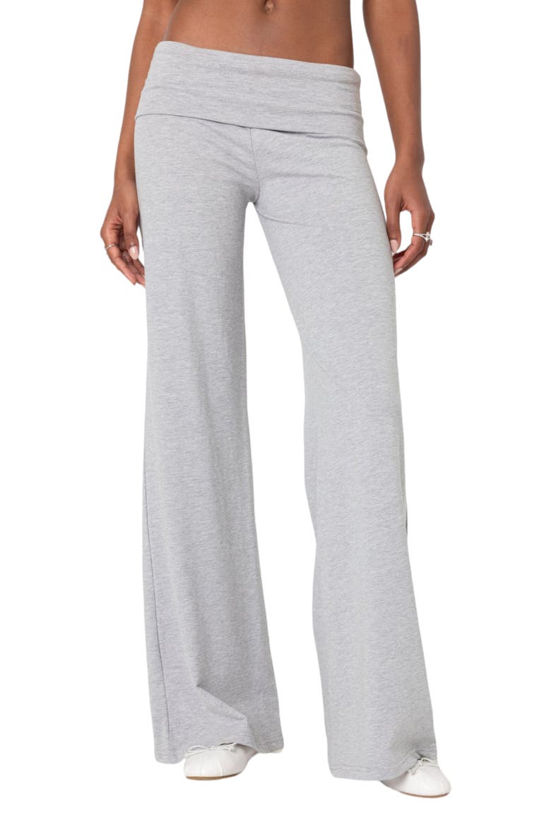 Wide Leg Foldover Pants, Main, color, LIGHT-GRAY-MELANGE