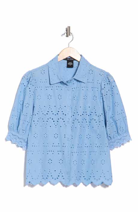 Puff Sleeve Eyelet Shirt