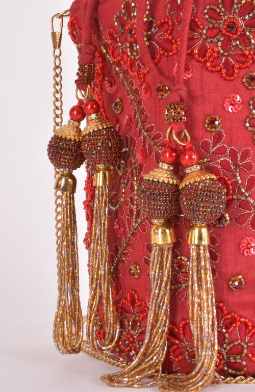 Raas June Embroidered Bucket Bag In Red
