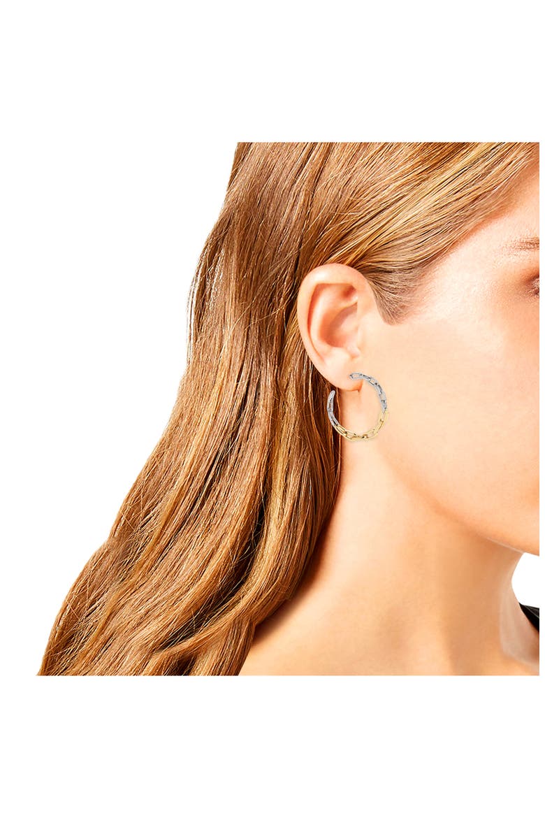 Frozen Chain Hoop Earrings, Alternate, color, TWOTONE