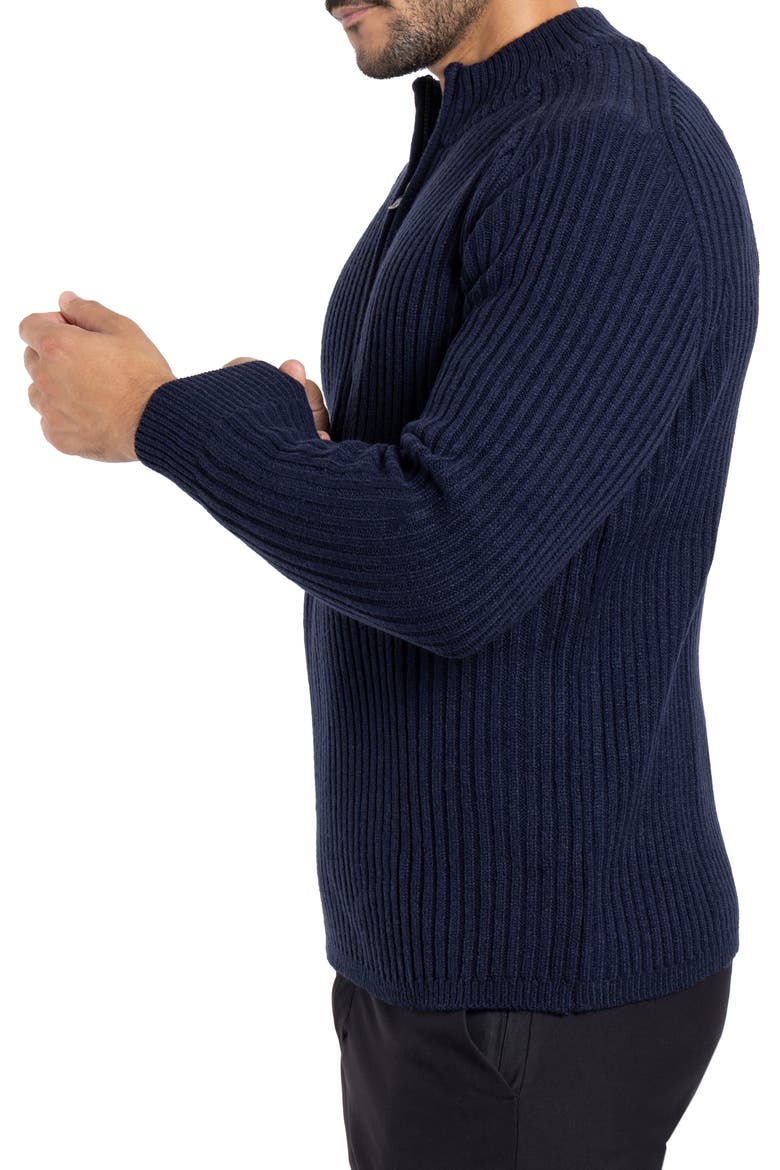Rib Quarter Zip Sweater, Alternate, color, NAVY