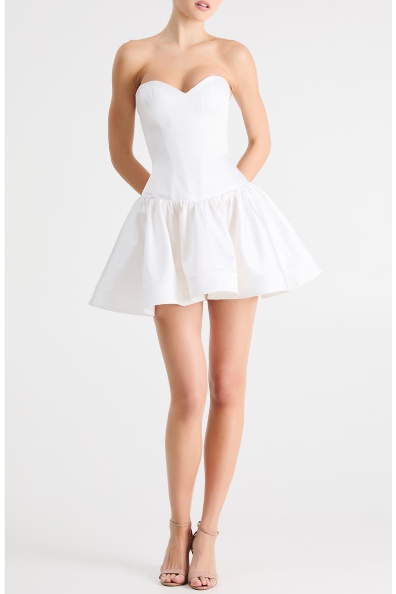 Emma Strapless Cocktail Minidress, Main, color, OFF WHITE